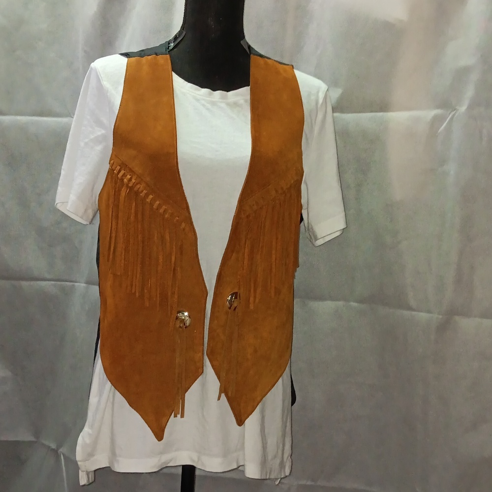 Leather Suede Fringe Vest.